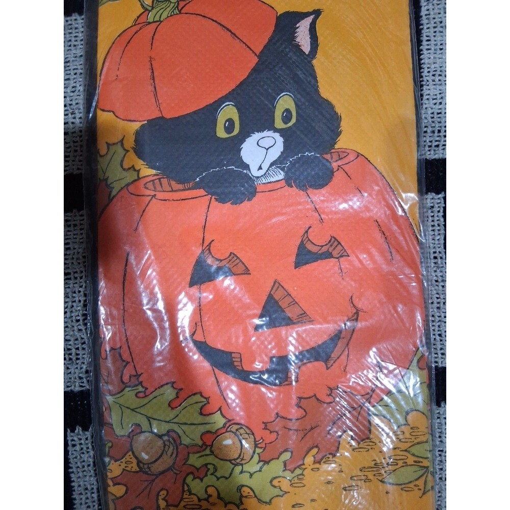 Vintage Halloween, Cat Jack'o lantern Table Cover AMERICAN GREETINGS  Large
